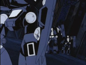 These robots here? Used to be motorcycles that flew. Aramaki Shinji just knows how to make things better.